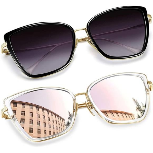 Oversized Cateye Sunglasses Women Fashion Metal Frame Cat Eye Womens Sunglasses - Picture 1 of 6